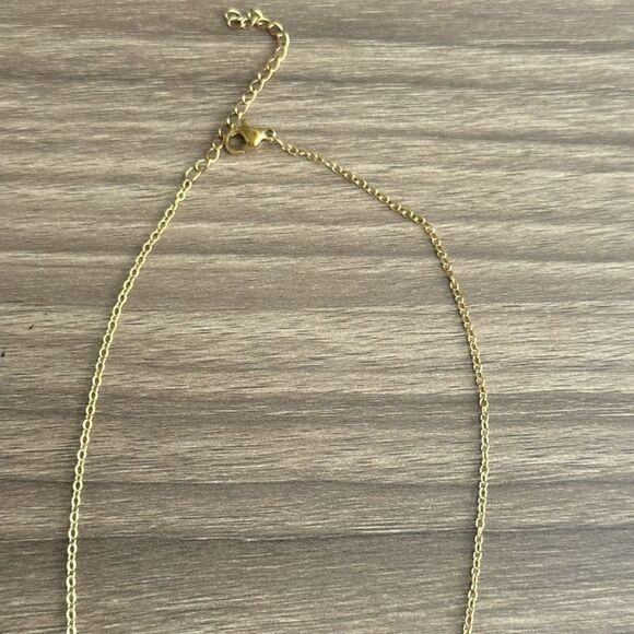 Gold Necklace with Pink Bow Pendant Q541 - Picture 5 of 6